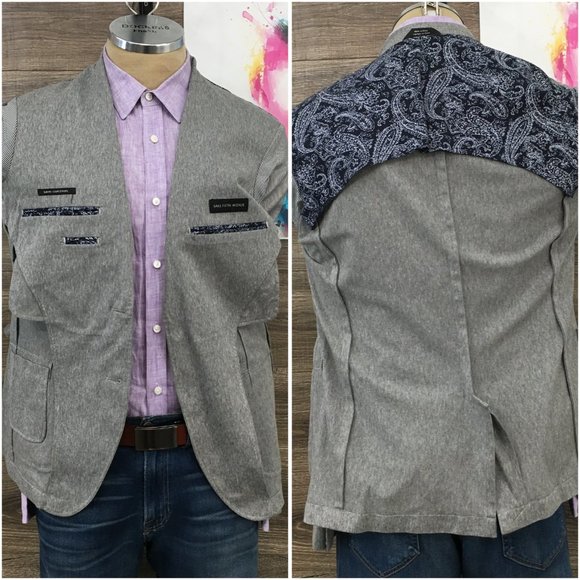 Saks Fifth‎ Mens Blazer Sport Coat Two Button Jacket Cotton 40 Slim Casual Suits - Picture 7 of 13